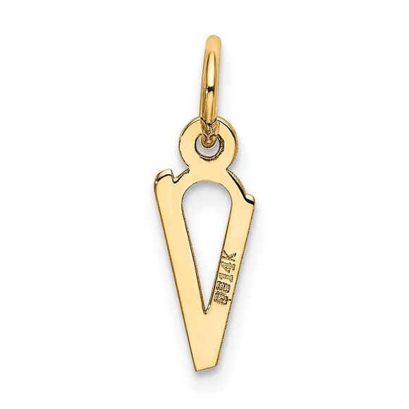 Kazi Luxury 14k Yellow Gold Small Slanted Block Letter V Initial Charm - Picture 3 of 4